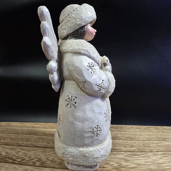 Pam Schifferl Winter White Angel With Dove & Glitter Details 7" by Midwest - Picture 11 of 16
